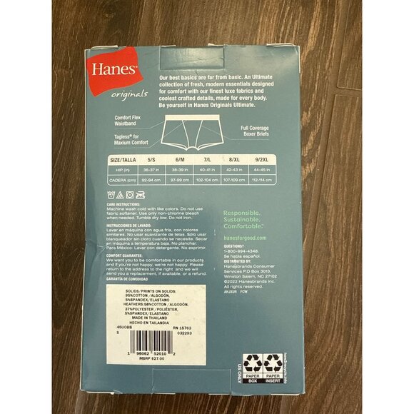 Hanes Women's Cotton Boxer Briefs 3 pairs, size small, size 5, Grey, Black, blue - Picture 2 of 2